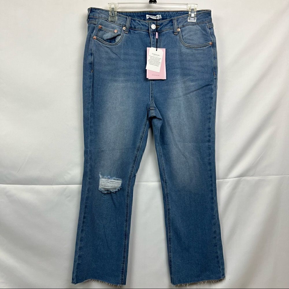 Avec Les Filles distressed and destroyed high rise raw hem ankle jeans NWT